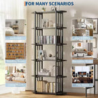 COZONY Étagère à Livres Industrielle en Bois de 180 cm, Unité de Rangement Ouverte à 6 Niveaux avec Cadre Métallique pour la Maison et le Bureau