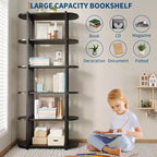 COZONY Étagère à Livres Industrielle en Bois de 180 cm, Unité de Rangement Ouverte à 6 Niveaux avec Cadre Métallique pour la Maison et le Bureau