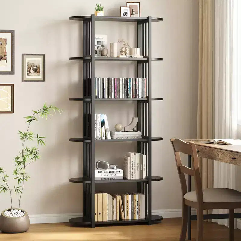 COZONY 71 Tall Industrial Wooden Bookshelf  6-Tier Open Shelving Unit with Metal Frame for Home & Office Storage
