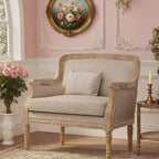 Upholstered Accent Chair, Comfy Armchair Club Chair with Weathered Rubberwood Frame - ModernLuxe