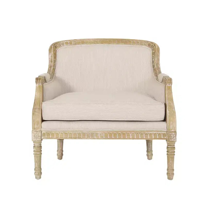 Fauteuil d'appoint rembourré, fauteuil club confortable avec cadre en bois d'hévéa vieilli - ModernLuxe