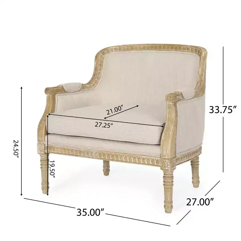 Fauteuil d'appoint rembourré, fauteuil club confortable avec cadre en bois d'hévéa vieilli - ModernLuxe