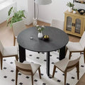 PexFix 52 x 52 Black Solid Wood Farmhouse Dining Table Round Wood Top for Modern Dining Rooms & Family Gatherings