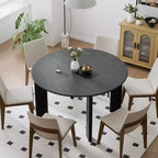 PexFix 52 x 52 Black Solid Wood Farmhouse Dining Table Round Wood Top for Modern Dining Rooms & Family Gatherings