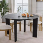 PexFix 52 x 52 Table de salle à manger de ferme en bois massif noir avec plateau rond en bois pour salles à manger modernes et réunions de famille