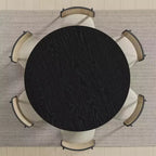 PexFix 52 x 52 Table de salle à manger de ferme en bois massif noir avec plateau rond en bois pour salles à manger modernes et réunions de famille