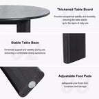 PexFix 52 x 52 Table de salle à manger de ferme en bois massif noir avec plateau rond en bois pour salles à manger modernes et réunions de famille