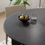 PexFix 52 x 52 Table de salle à manger de ferme en bois massif noir avec plateau rond en bois pour salles à manger modernes et réunions de famille