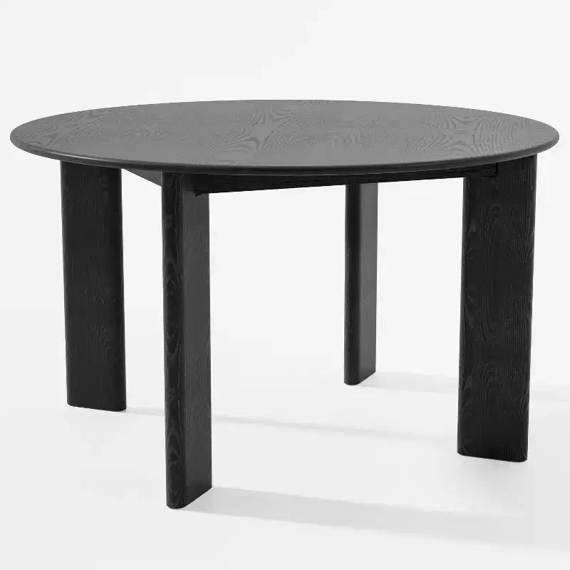 PexFix 52 x 52 Table de salle à manger de ferme en bois massif noir avec plateau rond en bois pour salles à manger modernes et réunions de famille