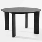 PexFix 52 x 52 Table de salle à manger de ferme en bois massif noir avec plateau rond en bois pour salles à manger modernes et réunions de famille