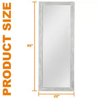 Miroir pleine longueur rectangulaire à angle droit en bois massif blanc de 58x24 pouces (sans support)