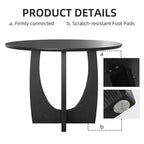 PexFix 59 x 59 Table à manger de ferme en bois massif Plateau rond en bois avec pieds en croix arqués pour salles à manger modernes et réunions de famille Noir