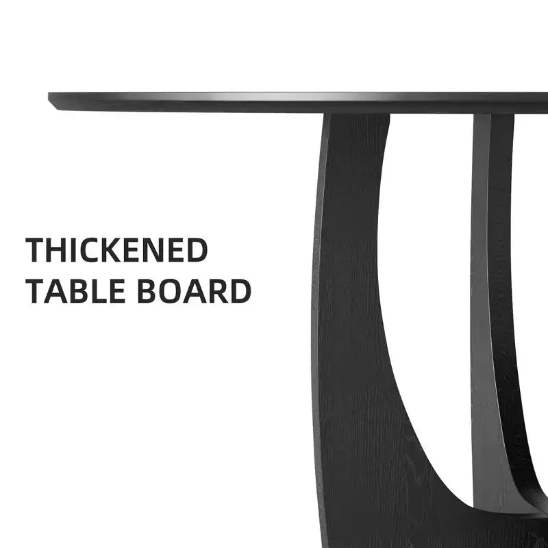 PexFix 59 x 59 Table à manger de ferme en bois massif Plateau rond en bois avec pieds en croix arqués pour salles à manger modernes et réunions de famille Noir