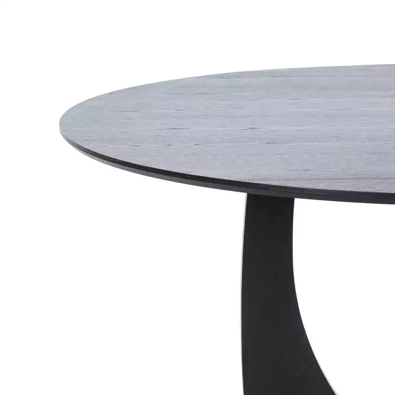 PexFix 59 x 59 Table à manger de ferme en bois massif Plateau rond en bois avec pieds en croix arqués pour salles à manger modernes et réunions de famille Noir