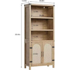 Bibliothèque 3 étages Acekool avec meuble de rangement, étagères réglables et portes en rotin, bibliothèque verticale 69 de style ferme, deux ensembles