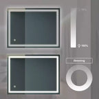 Acekool 32 x 24 Pouces Miroir de Salle de Bain, Miroir de Coiffeuse Mural avec Commande Tactile, Luminosité Réglable, Anti-Buée, Sélection de la Température de Couleur