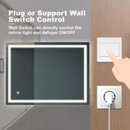 Acekool 32 x 24 Pouces Miroir de Salle de Bain, Miroir de Coiffeuse Mural avec Commande Tactile, Luminosité Réglable, Anti-Buée, Sélection de la Température de Couleur