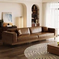 Luck Live Mid-Century Modern 111.81 Luxury Oil-Waxed Leather Sofa, High-End Vintage Sofa, Sturdy Frame, Comfortable Seating.