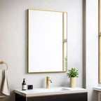 Lot de 2 miroirs muraux rectangulaires à bords fins en alliage d'aluminium noir de 96,5 cm H x 66 cm L
