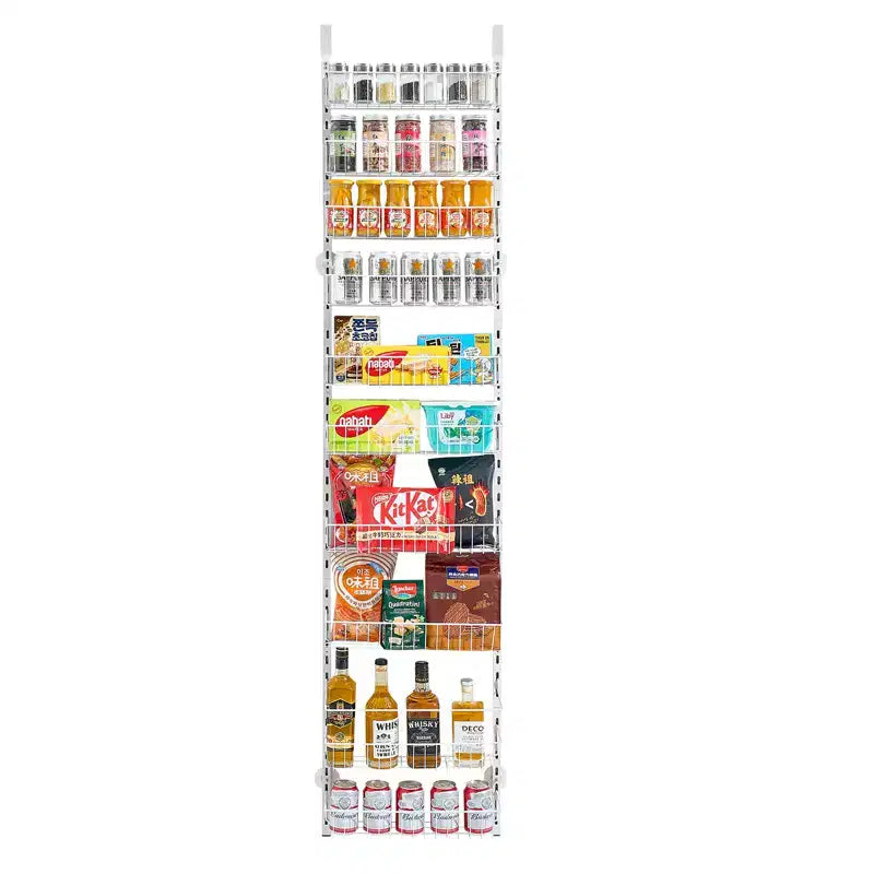 VEVOR Over the Door Pantry Organizer, 10-Tier Pantry Organization and Storage, Heavy-Duty Steel Hanging Spice Rack, White