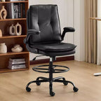Karl Home | PU Tall Office Chair Drafting Chair With Adjustable Footrest Ring