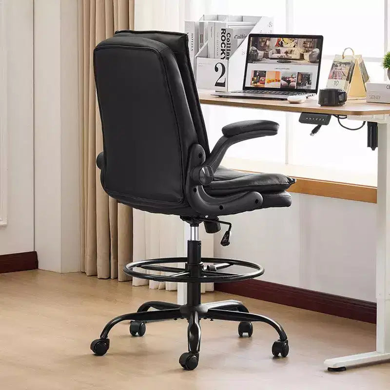 Karl Home | Chaise de bureau haute en PU avec anneau repose-pieds réglable