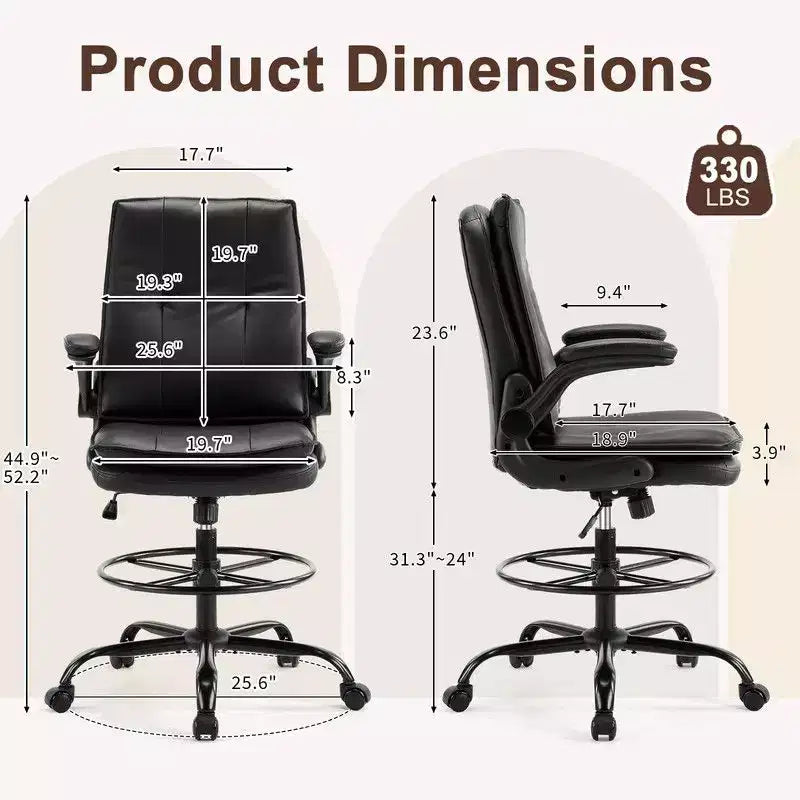 Karl Home | Chaise de bureau haute en PU avec anneau repose-pieds réglable