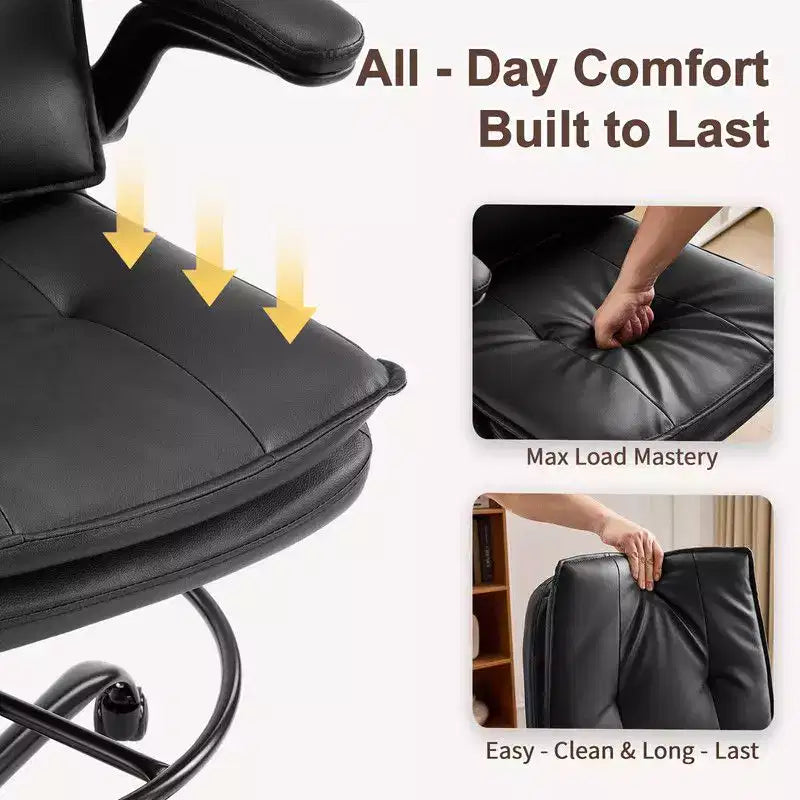 Karl Home | Chaise de bureau haute en PU avec anneau repose-pieds réglable