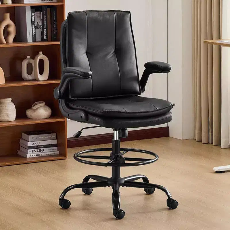 Karl Home | Chaise de bureau haute en PU avec anneau repose-pieds réglable