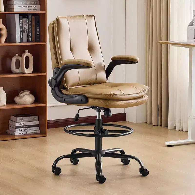 Karl Home | Chaise de bureau haute en PU avec anneau repose-pieds réglable