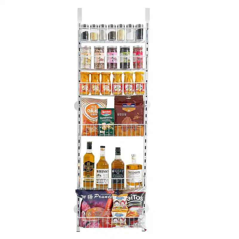 VEVOR Over the Door Pantry Organizer, 6-Tier Pantry Organization and Storage, Heavy-Duty Steel Hanging Spice Rack, White