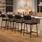 Bar Stools Set of 4, Counter Stools with Back and Thickened Metal Legs, Upholstered PU Leather Counter Height Barstools with Footrest
