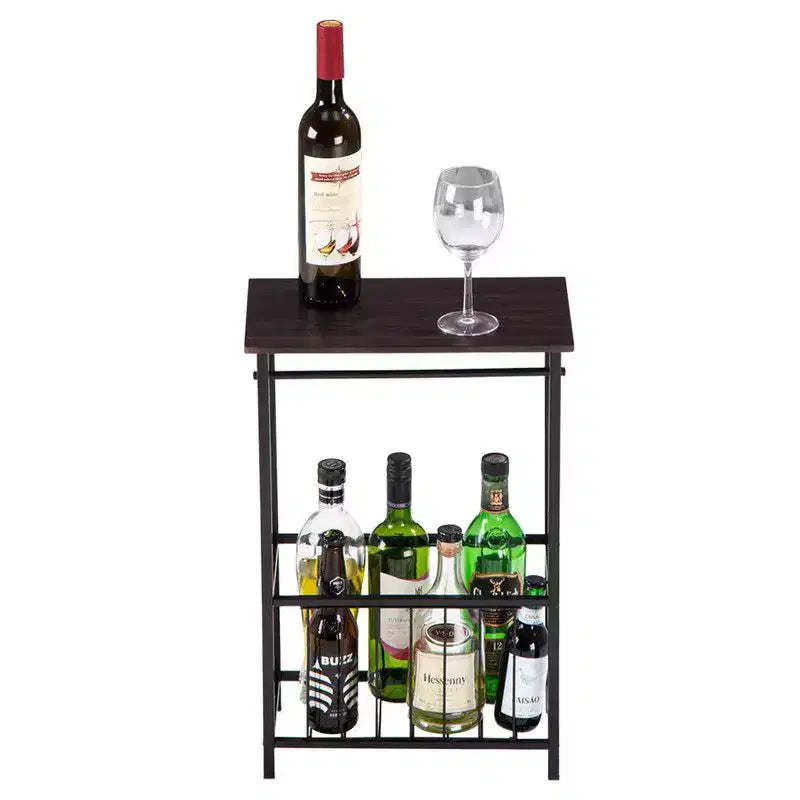 Table d'appoint rectangulaire avec plateau en panneau de fibres de bois de densité couleur café foncé, démonté et remonté, cadre en fer thermolaqué noir