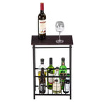 Table d'appoint rectangulaire avec plateau en panneau de fibres de bois de densité couleur café foncé, démonté et remonté, cadre en fer thermolaqué noir