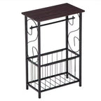 Table d'appoint rectangulaire avec plateau en panneau de fibres de bois de densité couleur café foncé, démonté et remonté, cadre en fer thermolaqué noir