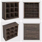 Étagère de rangement à 9 cubes, bibliothèque horizontale de ferme à 4 niveaux, bibliothèque de rangement en bois de 95 cm pour l'entrée, étagères basses et longues