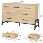 Commode de rangement moderne de 132 cm avec 7 tiroirs spacieux, meuble de rangement pour salon, chambre à coucher