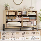 Commode de rangement moderne de 132 cm avec 7 tiroirs spacieux, meuble de rangement pour salon, chambre à coucher