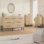 Commode de rangement moderne de 132 cm avec 7 tiroirs spacieux, meuble de rangement pour salon, chambre à coucher