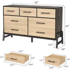 Commode de rangement moderne de 132 cm avec 7 tiroirs spacieux, meuble de rangement pour salon, chambre à coucher