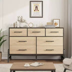 Commode de rangement moderne de 132 cm avec 7 tiroirs spacieux, meuble de rangement pour salon, chambre à coucher