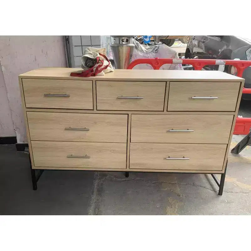 Commode de rangement moderne de 132 cm avec 7 tiroirs spacieux, meuble de rangement pour salon, chambre à coucher