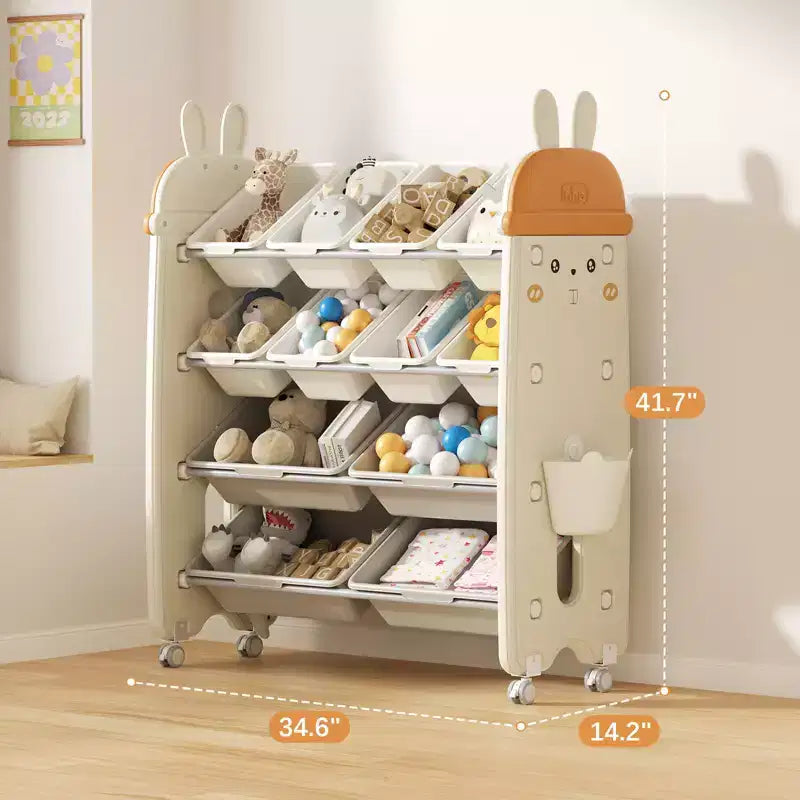 SUGIFT Meuble de Rangement pour Jouets et Étagère à Livres pour Enfants, Étagère de Rangement 2-en-1 avec 9 Bacs et 4 Compartiments à Livres, Plastique sans BPA pour Crèche et Salle de Jeux