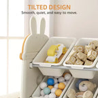 SUGIFT Meuble de Rangement pour Jouets et Étagère à Livres pour Enfants, Étagère de Rangement 2-en-1 avec 9 Bacs et 4 Compartiments à Livres, Plastique sans BPA pour Crèche et Salle de Jeux