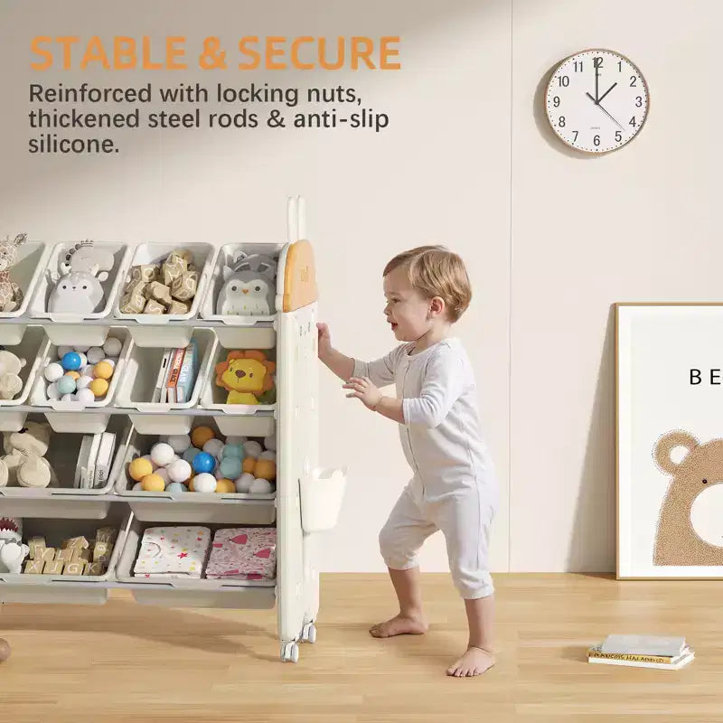 SUGIFT Meuble de Rangement pour Jouets et Étagère à Livres pour Enfants, Étagère de Rangement 2-en-1 avec 9 Bacs et 4 Compartiments à Livres, Plastique sans BPA pour Crèche et Salle de Jeux