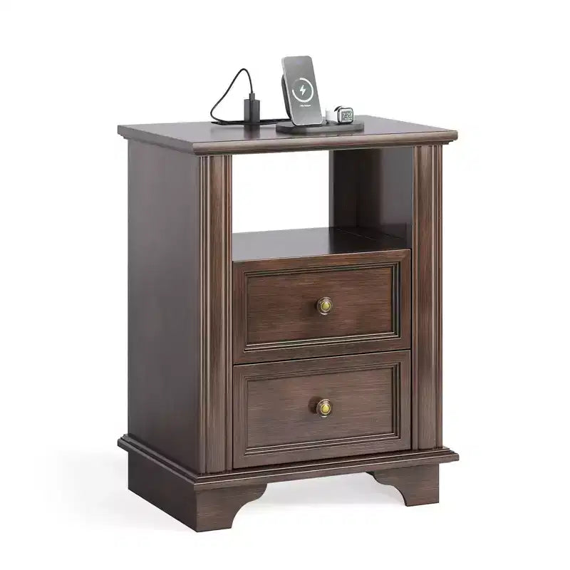 Tables de chevet Karl Home 2 tiroirs en MDF marron de 50 cm de large