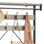 Porte-manteau banc à chaussures COZONY 72, banc d'entrée 4 en 1 avec 8 crochets et étagère de rangement à 3 niveaux, organiseur d'entrée autoportant avec accent en bois