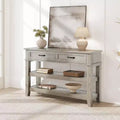 Farmhouse Style Console Table with 2 Drawers & 3 Shelves, Entryway Table with Storage, Grey Sofa Table for Living Room, Hallway, Entry