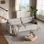 Canapé confortable GustoWave de 203 cm, canapé 3 places avec pieds en métal, canapé profond en tissu de lin, canapé moderne pour salon