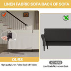 Canapé confortable GustoWave de 203 cm, canapé 3 places avec pieds en métal, canapé profond en tissu de lin, canapé moderne pour salon